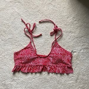 Polka dot red bikini top from shein